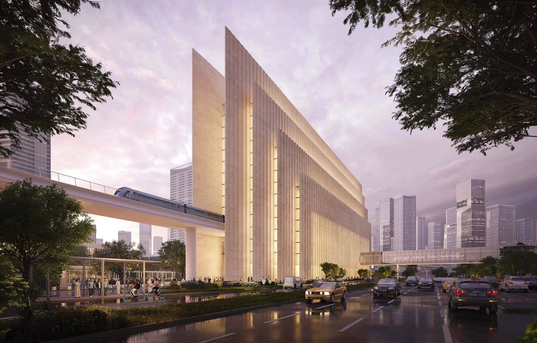 The World’s Tallest Train Station: SOM Stands a Station on Its End in Dubai