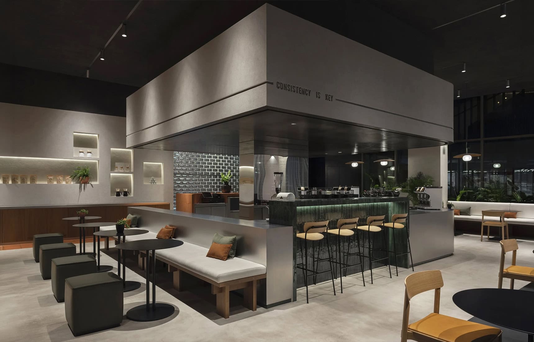 Brew Café Mirdif by H2R Design: The Café Built Around Its Counter