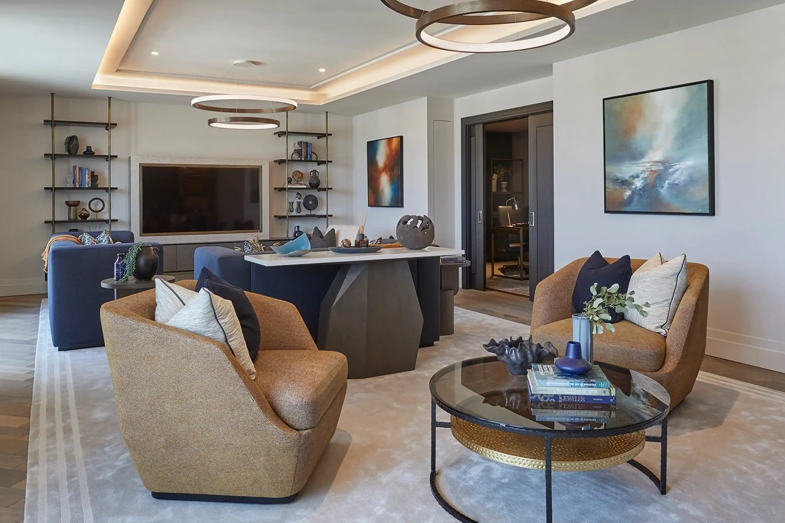 Elicyon interior design for a show residence at Chelsea Barracks, London, living room