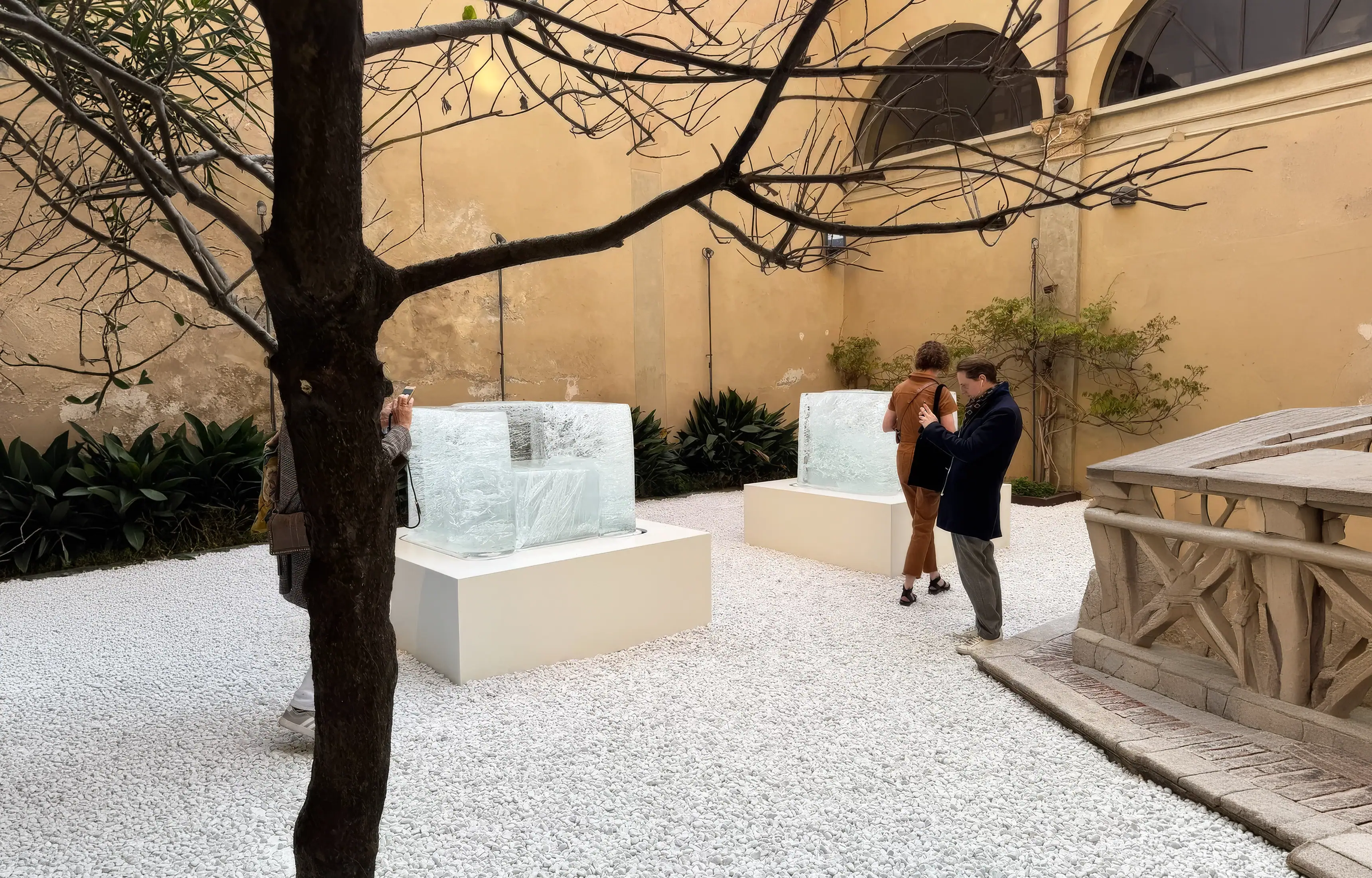 Tokujin Yoshioka's 850-kilogram Aqua Chair dissolving at Frozen in Milan's Brera Design District